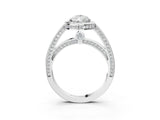White gold Pear Cut Halo Pave Split Shank Prong Setting Ring_47