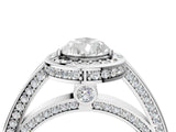 White gold Pear Cut Halo Pave Split Shank Prong Setting Ring_48