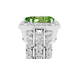 White gold Pear Cut Halo Peridot Ring with Split Shank and Four-Prong Setting_5