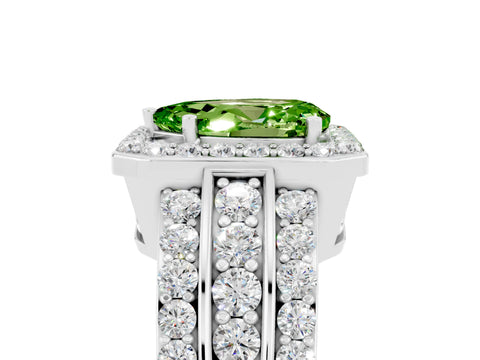 White gold Pear Cut Halo Peridot Ring with Split Shank and Four-Prong Setting_5