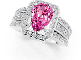 White gold Pear Cut Halo Pink Sapphire Ring with Split Shank and Four-Prong Setting_25
