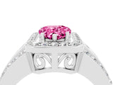 White gold Pear Cut Halo Pink Sapphire Ring with Split Shank and Four-Prong Setting_28