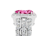 White gold Pear Cut Halo Pink Sapphire Ring with Split Shank and Four-Prong Setting_29