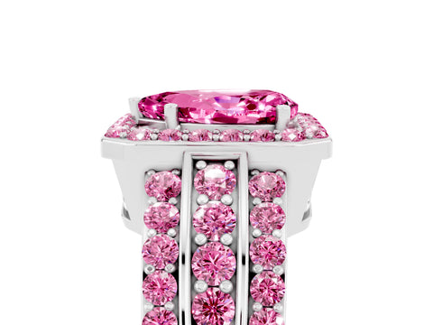 White gold Pear Cut Halo Pink Sapphire Ring with Split Shank and Four-Prong Setting_5