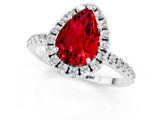 White gold Pear Cut Halo Round Diamond Pavé Band Four-Prong Ring_13