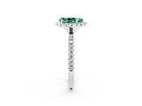 White gold Pear Cut Halo Round Diamond Pavé Band Four-Prong Ring_14