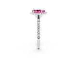White gold Pear Cut Halo Round Diamond Pavé Band Four-Prong Ring_14