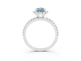 White gold Pear Cut Halo Round Diamond Pavé Band Four-Prong Ring_15