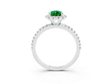 White gold Pear Cut Halo Round Diamond Pavé Band Four-Prong Ring_15