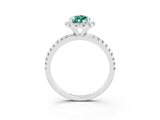 White gold Pear Cut Halo Round Diamond Pavé Band Four-Prong Ring_15