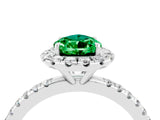 White gold Pear Cut Halo Round Diamond Pavé Band Four-Prong Ring_16