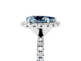White gold Pear Cut Halo Round Diamond Pavé Band Four-Prong Ring_17