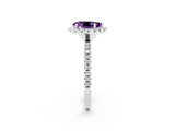 White gold Pear Cut Halo Round Diamond Pavé Band Four-Prong Ring_2