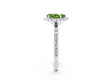 White gold Pear Cut Halo Round Diamond Pavé Band Four-Prong Ring_2