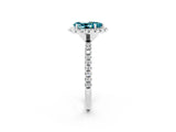White gold Pear Cut Halo Round Diamond Pavé Band Four-Prong Ring_2