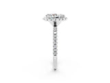 White gold Pear Cut Halo Round Diamond Pavé Band Four-Prong Ring_2