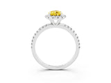 White gold Pear Cut Halo Round Diamond Pavé Band Four-Prong Ring_3