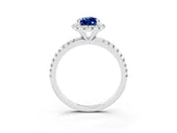 White gold Pear Cut Halo Round Diamond Pavé Band Four-Prong Ring_3