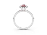 White gold Pear Cut Halo Round Diamond Pavé Band Four-Prong Ring_3