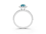 White gold Pear Cut Halo Round Diamond Pavé Band Four-Prong Ring_3