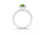White gold Pear Cut Halo Round Diamond Pavé Band Four-Prong Ring_3