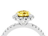 White gold Pear Cut Halo Round Diamond Pavé Band Four-Prong Ring_4
