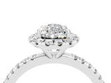 White gold Pear Cut Halo Round Diamond Pavé Band Four-Prong Ring_4