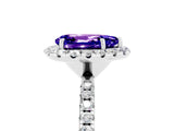 White gold Pear Cut Halo Round Diamond Pavé Band Four-Prong Ring_5