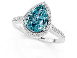 White gold Pear Cut Halo Round Diamond Pavé Band with Four-Prong Setting_1