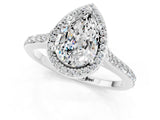 White gold Pear Cut Halo Round Diamond Pavé Band with Four-Prong Setting_1