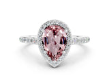 White gold Pear Cut Halo Round Diamond Pavé Band with Four-Prong Setting