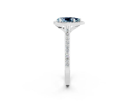 White gold Pear Cut Halo Round Diamond Pavé Band with Four-Prong Setting_2