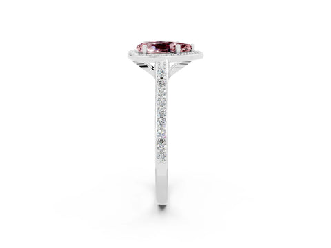 White gold Pear Cut Halo Round Diamond Pavé Band with Four-Prong Setting_2