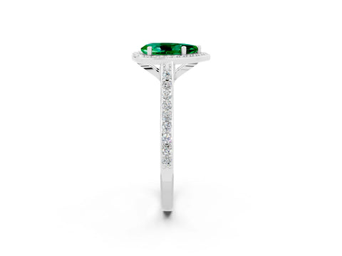 White gold Pear Cut Halo Round Diamond Pavé Band with Four-Prong Setting_2