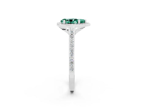 White gold Pear Cut Halo Round Diamond Pavé Band with Four-Prong Setting_2