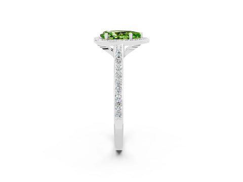 White gold Pear Cut Halo Round Diamond Pavé Band with Four-Prong Setting_2
