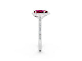White gold Pear Cut Halo Round Diamond Pavé Band with Four-Prong Setting_2