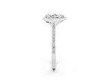 White gold Pear Cut Halo Round Diamond Pavé Band with Four-Prong Setting_2