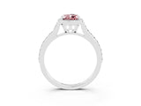 White gold Pear Cut Halo Round Diamond Pavé Band with Four-Prong Setting_3