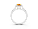 White gold Pear Cut Halo Round Diamond Pavé Band with Four-Prong Setting_3