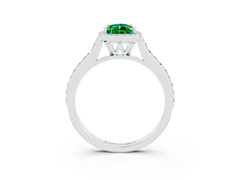 White gold Pear Cut Halo Round Diamond Pavé Band with Four-Prong Setting_3