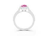 White gold Pear Cut Halo Round Diamond Pavé Band with Four-Prong Setting_3