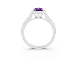 White gold Pear Cut Halo Round Diamond Pavé Band with Four-Prong Setting_3