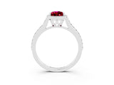 White gold Pear Cut Halo Round Diamond Pavé Band with Four-Prong Setting_3