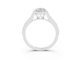 White gold Pear Cut Halo Round Diamond Pavé Band with Four-Prong Setting_3