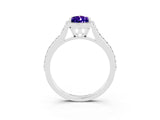 White gold Pear Cut Halo Round Diamond Pavé Band with Four-Prong Setting_3