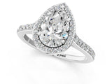 White gold Pear Cut Halo Round Diamond Pavé Band with Four-Prong Setting_4