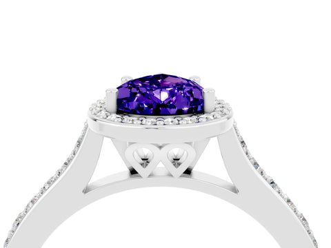 White gold Pear Cut Halo Round Diamond Pavé Band with Four-Prong Setting_4