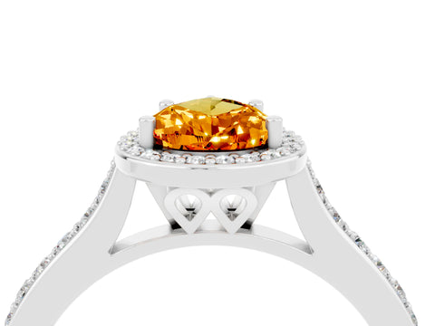 White gold Pear Cut Halo Round Diamond Pavé Band with Four-Prong Setting_4