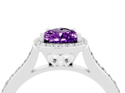 White gold Pear Cut Halo Round Diamond Pavé Band with Four-Prong Setting_4